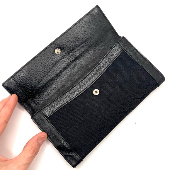 Authentic GUCCI Black Monogram Canvas x Leather Long Wallet - Picture 4 of 9